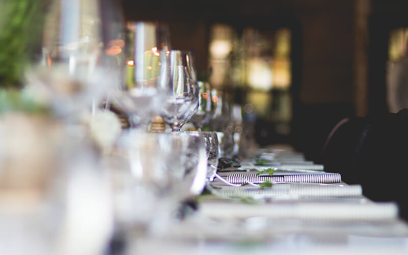 Table laid for wedding guests